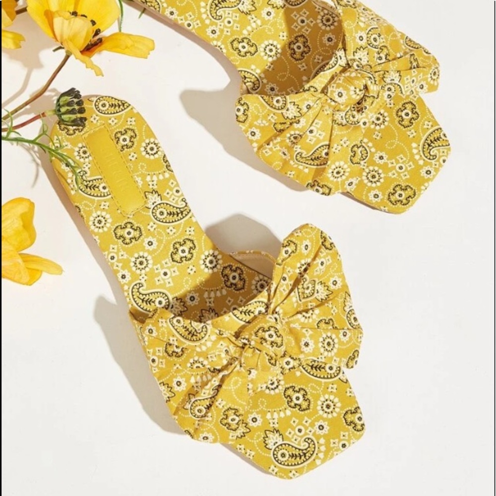 New Floral Gráficos Bow Slide Sandals size 8
